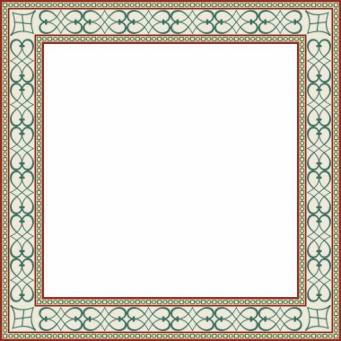 Renkli kare klasik Rönesans süsü. Bitmek bilmeyen Avrupa sınırı, canlanma biçimi çerçevesi