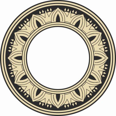 Vector yuvarlak altın ve siyah Mısır süsü. Sonsuz çember sınırı, Antik Mısır çerçevesi