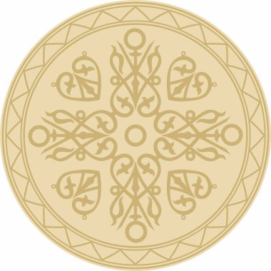 Vektör altın Yakut süsü. Sonsuz çember, sınır, Uzakdoğu 'nun kuzeyindeki insanların çerçevesi.