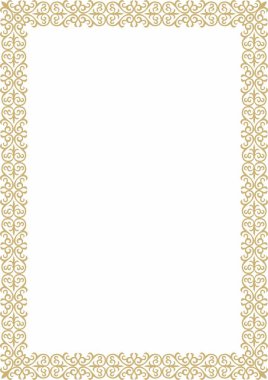 Vektör altın kare Kazak ulusal süsü. Büyük Steppe 'deki insanların etnik kalıpları