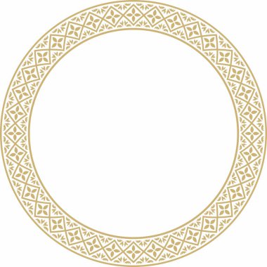 Vektör altın yuvarlak klasik Rönesans süsü. Çember, halka, Avrupa sınırı, canlanma tarzı çerçevesi