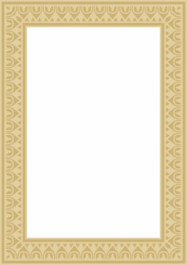 Klasik Yunan altın kare süsü. Vektör deseni, antik Yunan dikdörtgeni. Avrupa sınırı