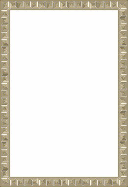 Vektör altın ve klasik Yunan kare süsü. Antik Yunan ve Roma İmparatorluğu dikdörtgeni. Bizans duvarları, zemin ve tavan resimleri. Avrupa saraylarının dekorasyonu