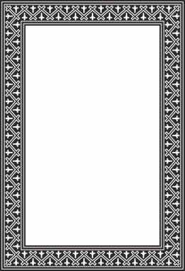 Vektör karesi Avrupa siyah monokrom süsü. Dikdörtgen desen, çember, Orta Çağ yüzüğü. Diriliş sınırı. Sarayların ve kiliselerin dekorasyonları