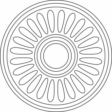 Vector round Asurlu siyah ana hatlı süs. Çember, sınır, Mezopatamya çerçevesi. Şablon, kadim doğunun yüzüğü.