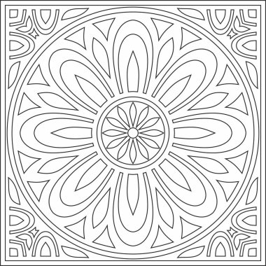 Klasik Yunan siyah ana hatlı kare süsü. Vektör deseni, antik Yunan dikdörtgeni. Avrupa sınırı