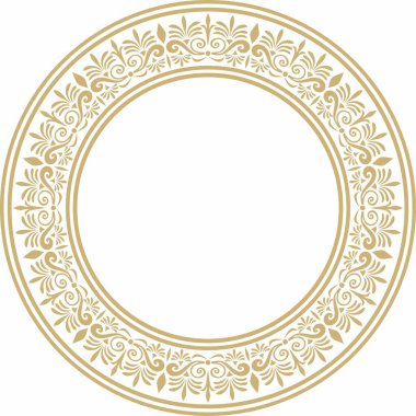 Klasik Yunan altın yuvarlak süsü. Vektör deseni, Antik Yunan çemberi. Avrupa sınırı - halka