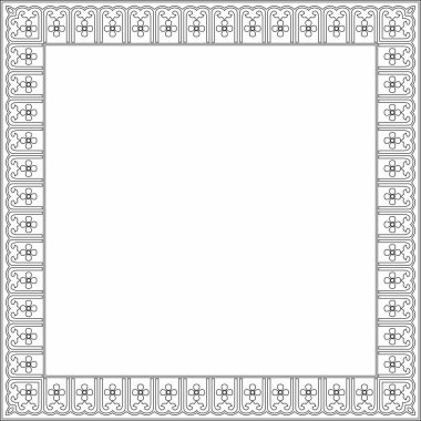 Çinli dikdörtgen, çerçeve, vektör siyah. Doğulu insanların kare süslemeleri, Kore, Tayvan, Çin, Hong Kong, Endonesi