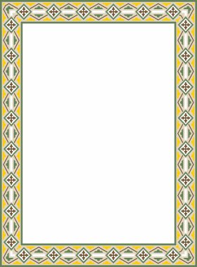 Vektör renkli kare klasik Rönesans süsü. Dikdörtgen, Avrupa sınırı, canlanma biçimi çerçevesi