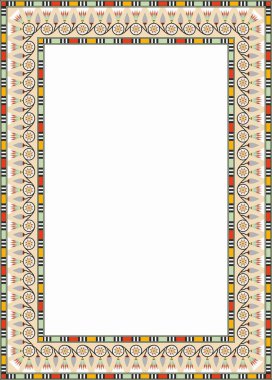 Vektör kare renkli Mısır süsü. Sonsuz sınır, Antik Mısır çerçevesi