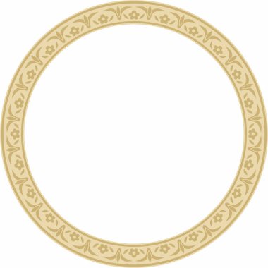 Vektör altın sarısı Türk süsü. Sonsuz Osmanlı ulusal sınırı, çerçeve, halka