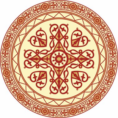 Vektör renkli Yakut süsü. Sonsuz çember, sınır, Uzakdoğu 'nun kuzeyindeki insanların çerçevesi.