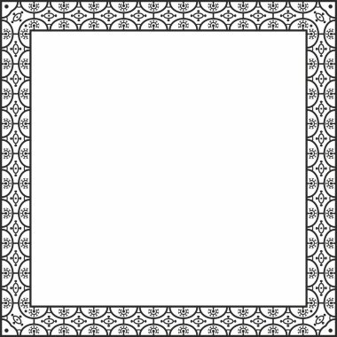 Vektör karesi siyah monokrom kenarı, çerçeve, Pompeii. Dikdörtgen Neopolitan süsü. Antik Roma Sanatı. Boyalı cam şablonu