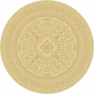 Vector Golden Round klasik Bizans süsü. Çember, halka, sınır, Antik Yunan, Doğu Roma İmparatorluğu çerçevesi. Rus Ortodoks Kilisesi Dekorasyonu