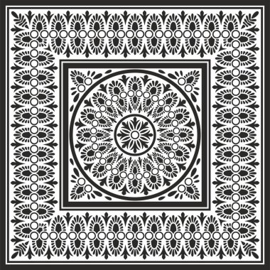 Klasik Yunan siyah monokrom kare süsü. Vektör deseni, antik Yunan dikdörtgeni. Avrupa sınırı