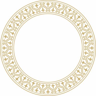 Avrupa altın süsü etrafında vektör. Sonsuz düzen, çember, Orta Çağ 'ın yüzüğü. Diriliş sınırı. Sarayların ve kiliselerin dekorasyonları