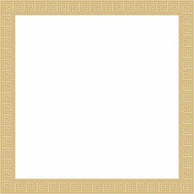Vektör altın klasik Yunan kare süsü. Antik Yunan ve Roma İmparatorluğu dikdörtgeni. Bizans duvarları, zemin ve tavan resimleri. Avrupa saraylarının dekorasyonu