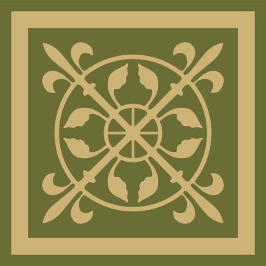 Vektör altın ve yeşil antik Roma süsü elementleri. Kalıpların klasik Avrupa parçaları. Zambak ve taç