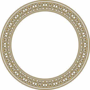 Vector round gold with black border, frame, Pompeii ring. Circle Neopolitan ornament. Art of Ancient Rome
