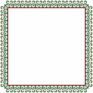 Vektör renkli kare Kazak ulusal süsü. Büyük Steppe 'deki insanların etnik kalıpları