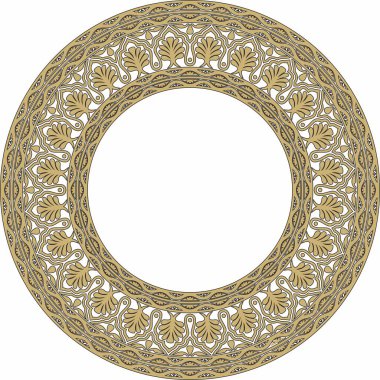 Vektör altın ve siyah yuvarlak Hint süsü. Çember, halka, sınır, etnik Hindu çerçevesi