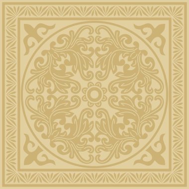 Vektör altın kare klasik Bizans süsü. Dikdörtgen, sınır, Antik Yunan, Doğu Roma İmparatorluğu çerçevesi. Rus Ortodoks Kilisesi Dekorasyonu