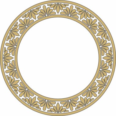 Vektör altın ve siyah yuvarlak klasik Bizans süsü. Çember, halka, sınır, Antik Yunan, Doğu Roma İmparatorluğu çerçevesi. Rus Ortodoks Kilisesi Dekorasyonu