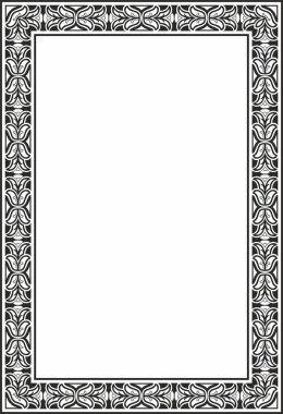 Vektör karesi Avrupa siyah monokrom süsü. Dikdörtgen desen, çember, Orta Çağ yüzüğü. Diriliş sınırı. Sarayların ve kiliselerin dekorasyonları