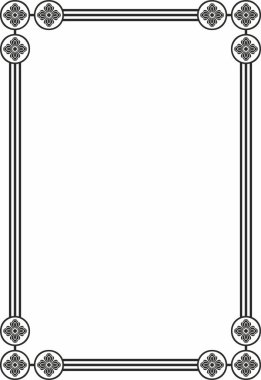 Vektör siyah tek renkli kare gotik süs. Ortaçağ Avrupa silueti, dikdörtgen, sınır. Klasik Almanların, Açılar, Saksonlar, Franklar.