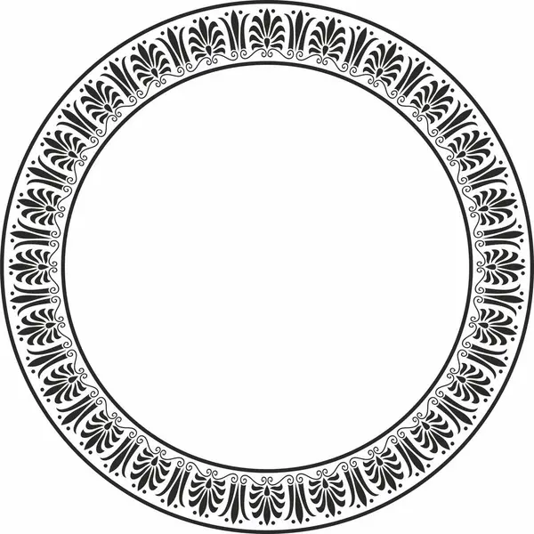 Vector monokrom siyah yuvarlak klasik Yunan süsü. Avrupa süsü. Sınır, çerçeve, daire, halka Antik Yunan, Roma İmparatorluğu