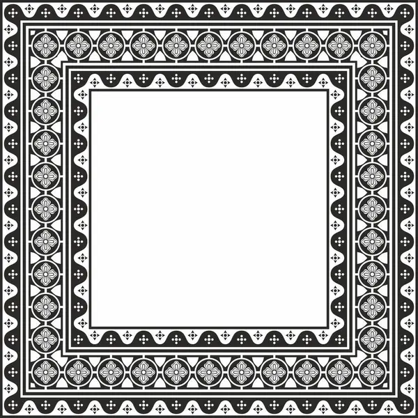 Vektör siyah tek renkli kare gotik süs. Ortaçağ Avrupa silueti, dikdörtgen, sınır. Klasik Almanların, Açılar, Saksonlar, Franklar.