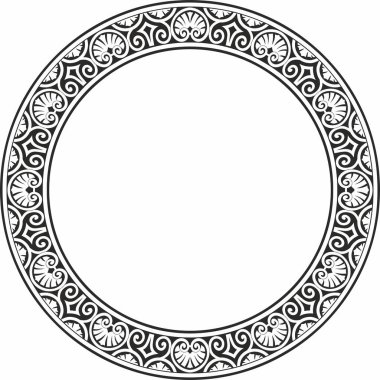 Vector monokrom siyah yuvarlak klasik Rönesans süsü. Çember, halka Avrupa sınırı, canlanma biçimi çerçevesi