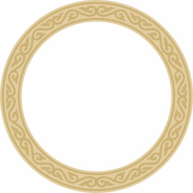 Vector yuvarlak altın antik Rus süsü. Slav sınırı, çerçeve. Çember, halka. Kraliyet odalarının resimleri.