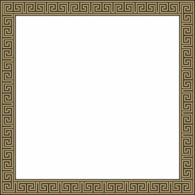 Vektör altın ve klasik Yunan kare süsü. Antik Yunan ve Roma İmparatorluğu dikdörtgeni. Bizans duvarları, zemin ve tavan resimleri. Avrupa saraylarının dekorasyonu