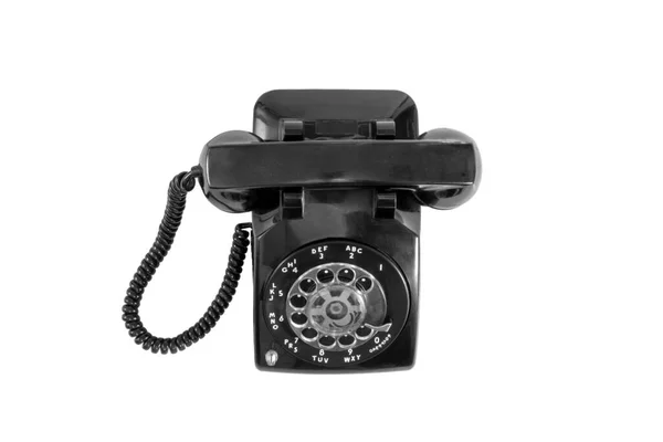 Teléfono Uso Doméstico Vintage Negro Con Cable Espiral Enchufe Para — Foto de Stock
