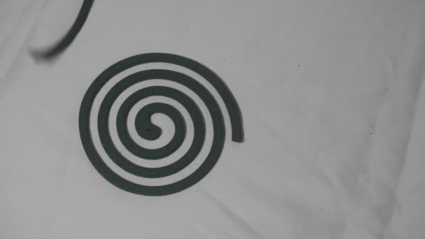 Throwing Green Spiral Shaped Mosquito Repellent Coils White Background Crushed — Stock Video