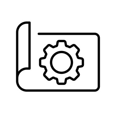 El kitabı çizgisi simgesi. Dişliler, kurulum, işçiler, tamirat, referans kitabı, beyninizi pompalamak, yapılandırma, Infographic, bilgisayar için çalışmak. Dizin konsepti. Beyaz arkaplanda vektör satırı simgesi