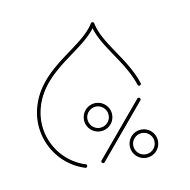 Su dengesi simgesi. Vücuttaki su yüzdesi, nem seviyesi, sis, yağmur, gözyaşı, damla, içecek oranı, içecek oranı, H20. Bir damla su konsepti. Beyaz arkaplanda vektör satırı simgesi