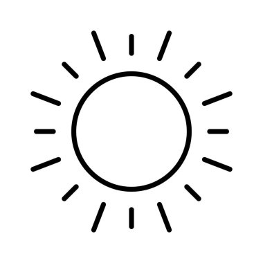 Güneş çizgisi simgesi. Uzay, yıldız, ışık, kaynayan sıcaklık, yıldız, sıcaklık, gün, yaz, sıcak, sıcak. Doğa konsepti. İş ve Reklamcılık için beyaz arkaplanda vektör satırı simgesi