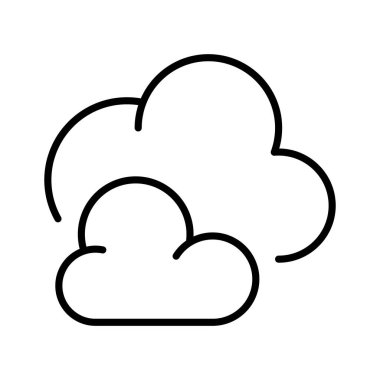Bulut çizgisi simgeleri. Hava, hava tahmini, sıcaklık, yağmur, yağış, kötü hava, bulutlar, mevsim, rutubet, meteoroloji. Hava durumu. Beyaz arkaplanda vektör satırı simgesi
