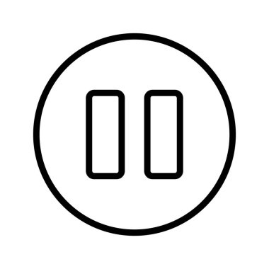 Oyuncu satırı simgesi için düğmeyi durdur. Bilgi, bilgi, yardım, hızlı ileri ve geri sarma, sonraki ve önceki video, parlaklık, karıştırma, dur, oyun, döngü. Medya konsepti. Beyaz arkaplanda vektör satırı simgesi