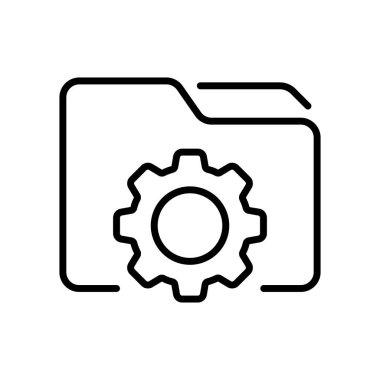 Vites çizgisi simgesi olan dizin. Veri seti, dosya, metin, kurulum, ayar, yapılandırma, mekanik, dosya biçimi, ağ ayarı. Teknoloji konsepti. Beyaz arkaplanda vektör satırı simgesi