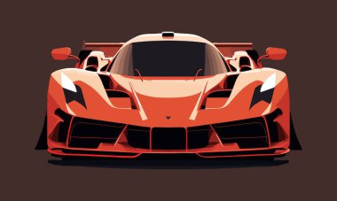 Go to new places with our high quality poster of the best sports cars. Feel the freedom, enjoy the movement, only forward, front view, brown background, orange car. Car concept. Vector illustration