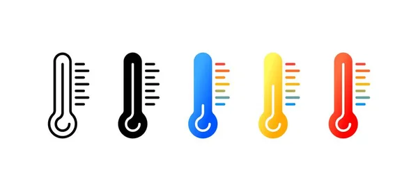 Termometer Platt Färg Termometer Ikoner Mäta Temperaturen Med Termometer Vektorikoner — Stock vektor
