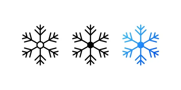 Floco Neve Plano Cor Frio Geada Símbolo Inverno Conjunto Ícones — Vetor de Stock