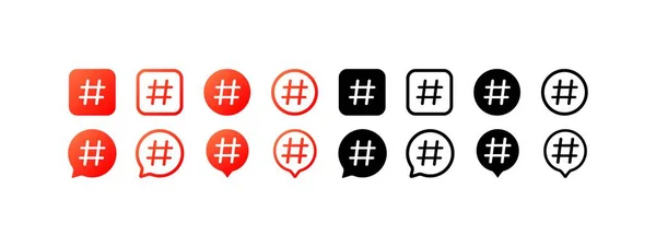 Hashtag Flat Cor Conjunto Ícones Hashtag Hashtag Para Fácil Pesquisa — Vetor de Stock