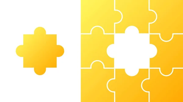Das Fehlende Puzzleteil Flach Gelb Puzzleteile Teamwork Eine Lösung Finden — Stockvektor