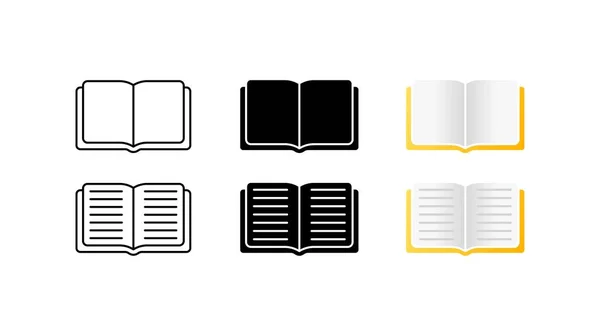 Offenes Buch Verschiedene Stile Farbe Buchsymbole Erweiterter Form Literatur Und — Stockvektor