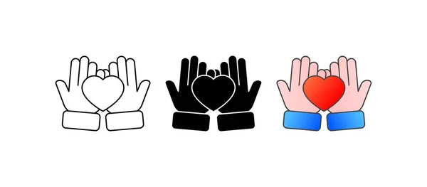 Fais Attention Plat Coloré Tenez Cœur Dans Vos Mains Prenez — Image vectorielle