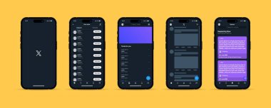 Twitter X maketleri. Sosyal ağ arayüz şablonu. Sosyal ağ twitter 'ının yeniden markalaşması. Yeni logo. Twitter sosyal medya gönderisi. Twitter 'da maket çerçevesi. Sosyal medya arayüzü şablonu.